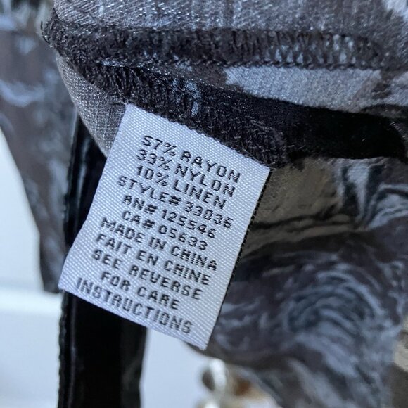 Habitat Button Up Shirt Womens M Blue Gray Floral Blouse Linen Blend - Picture 3 of 7